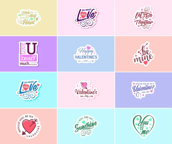 Celebrate Love Stunning Valentine Day Graphics Stickers — Stok Vektör