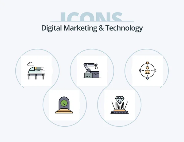 Digital Marketing Technology Line Filled Icon Pack Icon Design Personal — Vetor de Stock