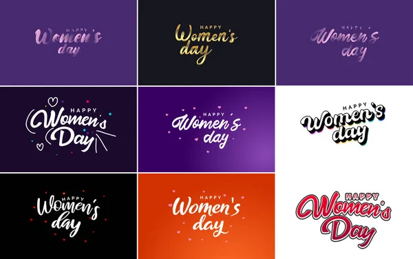 International Women Day Vector Hand Written Typography Background — Archivo Imágenes Vectoriales