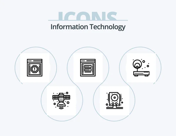 Information Technology Line Icon Pack Icon Design Notification Internet Storage — Stockový vektor