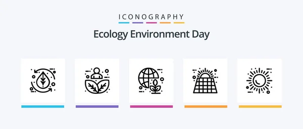 Ecology Line Icon Pack Including Eco Leaf Energy Eco Bio — Wektor stockowy
