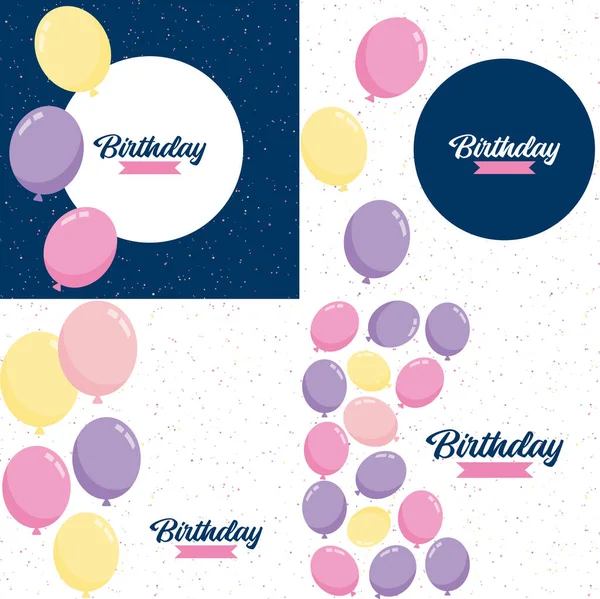 Happy Birthday Sleek Modern Font Gradient Color Scheme Confetti Effect — Stockvektor