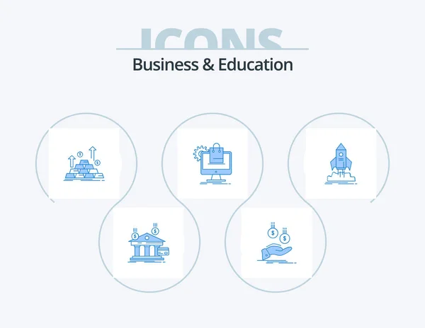 Business Education Blue Icon Pack Icon Design Ecommerce Shopping Payment — Stockvector