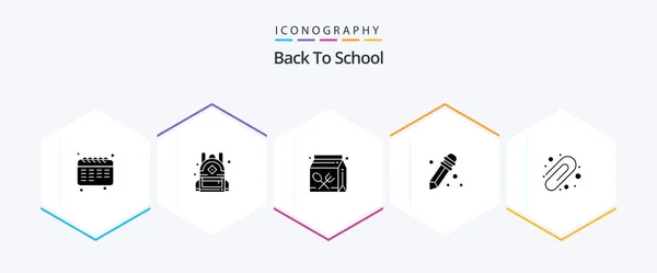 Back School Glyph Icon Pack Including Education Drink Back School — Stockvector