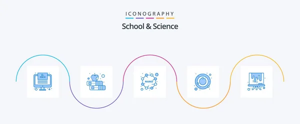 School Science Blue Icon Pack Including Board Formula Planets Astronomy — Vettoriale Stock