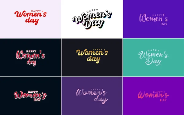 Pink Happy Women Day Typographical Design Elements International Women Day — Vetor de Stock