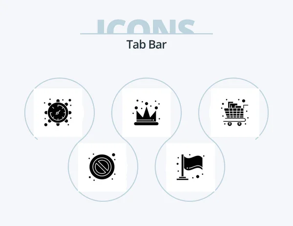 Tab Bar Glyph Icon Pack Icon Design Trolley Groceries Time — Archivo Imágenes Vectoriales