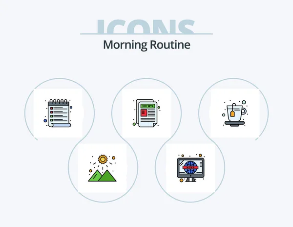 Morning Routine Line Filled Icon Pack Icon Design Toaster Digital — Vettoriale Stock