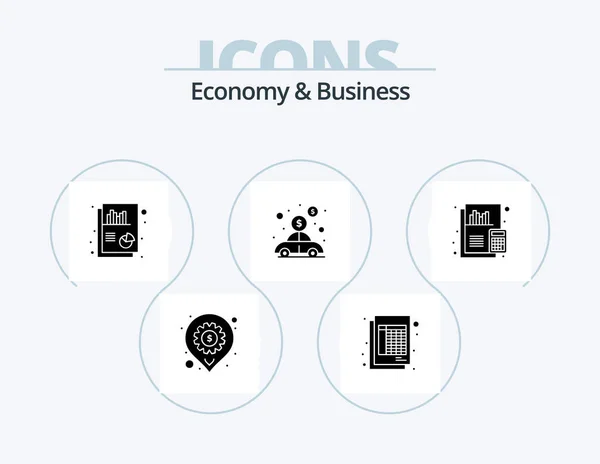 Economy Business Glyph Icon Pack Icon Design Calculation Money Chart — Vetor de Stock