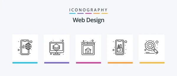 Web Design Line Icon Pack Including File Luxury Css Tablet — Vetor de Stock