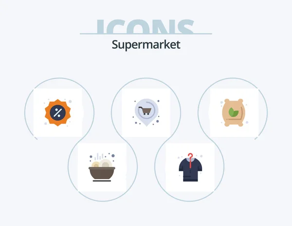 Supermarket Flat Icon Pack Icon Design Flour Sack Flour Commerce —  Vetores de Stock