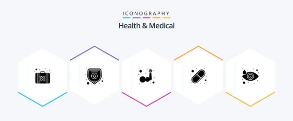 Health Medical Glyph Icon Pack Including Tear Drop Muscle Crying — Vetor de Stock