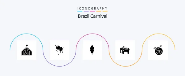 Brazil Carnival Glyph Icon Pack Including Brazilian Write Decoration Ink — 图库矢量图片