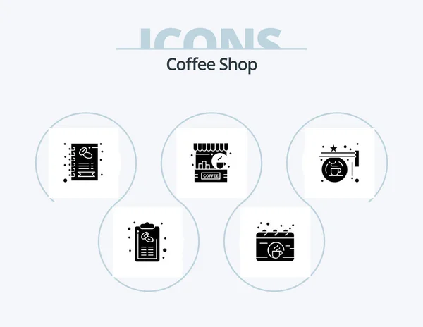 Coffee Shop Glyph Icon Pack Icon Design Shop Coffee Cup — Stockvektor