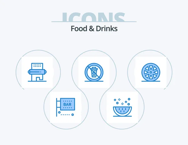 Food Drinks Blue Icon Pack Icon Design Food Meal Pin — Vetor de Stock