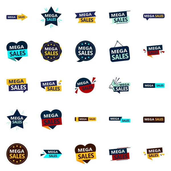 Mega Sale Vector Pack Dynamic Designs Your Advertising Needs — Stock Vector