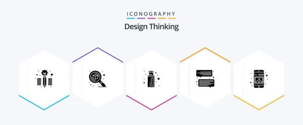 Design Thinking Glyph Icon Pack Including Phone Image Cable Gallery — Stockvektor