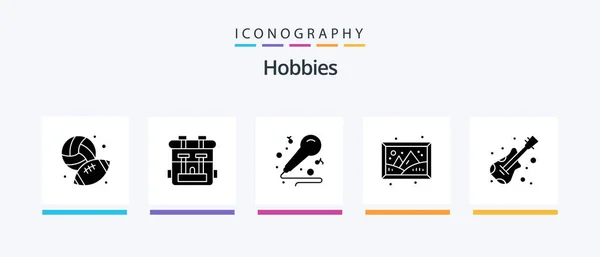 Hobbies Glyph Icon Pack Including Instrument Hobby Mic Hobbies Image — Vettoriale Stock