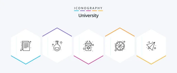 University Line Icon Pack Including Paper Podium Sports Basketball — Archivo Imágenes Vectoriales