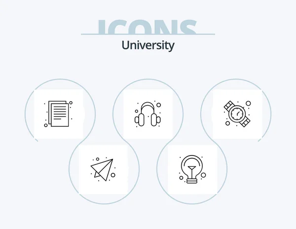University Line Icon Pack Icon Design School Study Book Education — Vetor de Stock