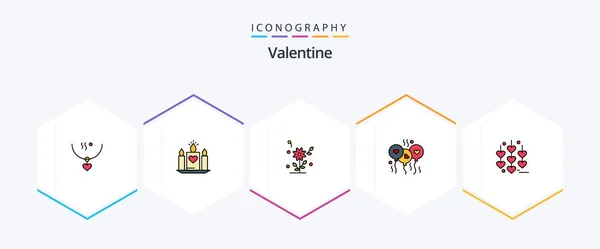 Valentine Filledline Icon Pack Including Heart Heart Wedding Love Wedding — Stock Vector