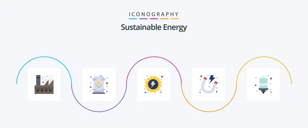 Sustainable Energy Flat Icon Pack Including Magnet Energy Oil Electricity — Vetor de Stock
