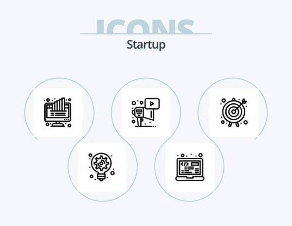 Startup Line Icon Pack Icon Design Income Device Business Workplace — Vetor de Stock