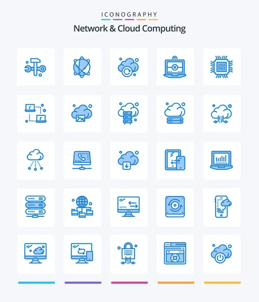Creative Network Computing Blue Icon Pack Data Большой Облако Крест — стоковый вектор