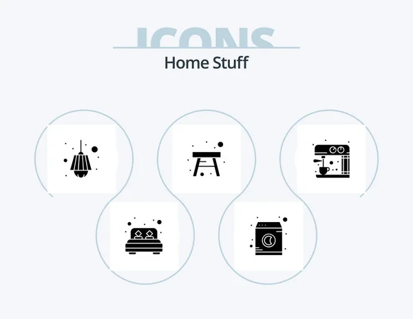Home Stuff Glyph Icon Pack Icon Design Kitchen Stool Electric — Stockový vektor