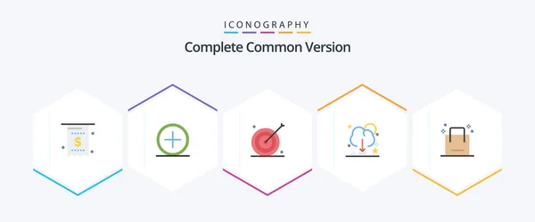 Complete Common Version Flat Icon Pack Including Download Cloud New — Stockvektor