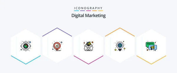 Digital Marketing Filledline Icon Pack Including Chat Conversation Advertisement Business — Image vectorielle