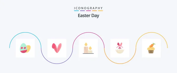 Easter Flat Icon Pack Including Easter Cup Fire Cake Robbit — Vettoriale Stock