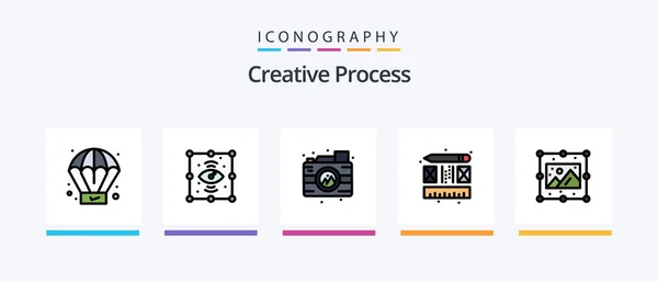 Creative Process Line Filled Icon Pack Including Отличная Идея Процесс — стоковый вектор