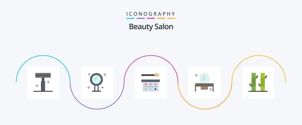Beauty Salon Flat Icon Pack Including Dresser Bedroom Reflection Beauty — Stockvector