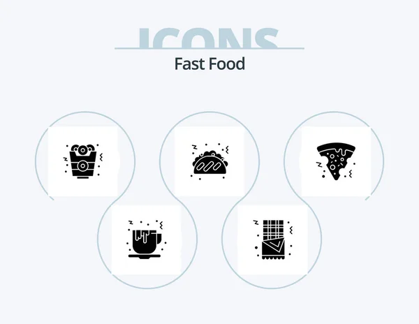 Fast Food Glyph Icon Pack Icon Design Pizza Fast Food — Stockvektor
