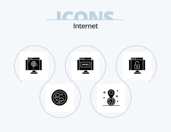 Internet Glyph Icon Pack Icon Design Lock News Computer Journal — Vetor de Stock