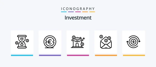 Investment Line Icon Pack Including Investment Jewelry Glass Investment Diamonf — Stok Vektör