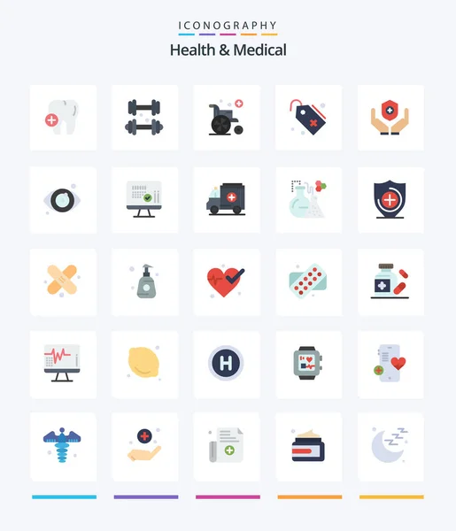 Creative Health And Medical 25 Flat icon pack  Such As handcare. medicine. wheel. medical. add
