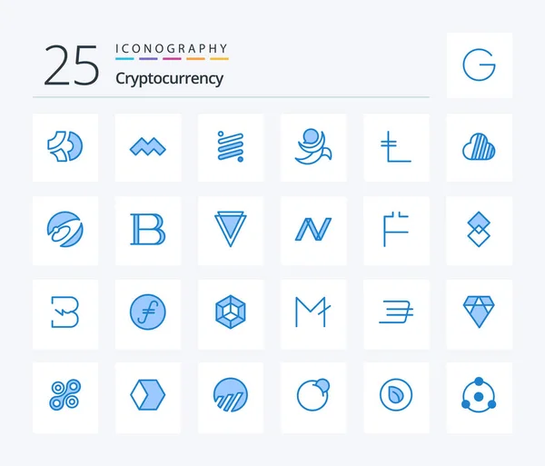 Cryptocurrency Blue Color Icon Pack Including Coin Crypto Currency Coin — Stock vektor