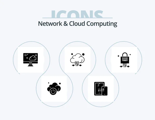 Network Cloud Computing Glyph Icon Pack Icon Design Technology Locked — Stok Vektör