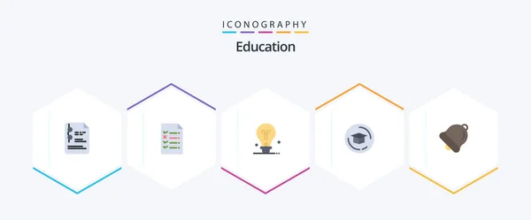 Education Flat Icon Pack Including Education Education Bell Graduation — Stok Vektör