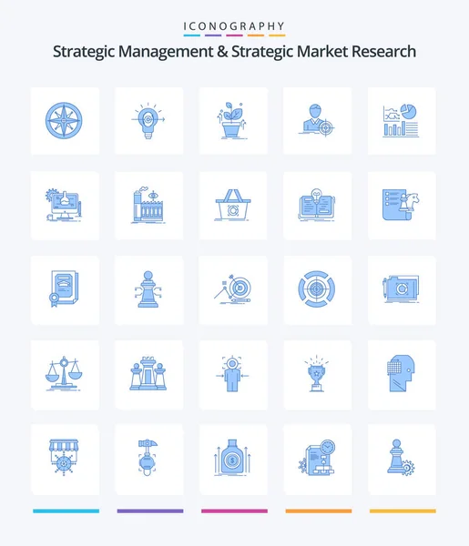 Creative Strategic Management Strategic Market Research Blue Icon Pack Graph — Stockový vektor
