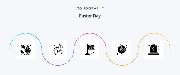 Easter Glyph Icon Pack Including Grave Egg Flag Celebration Holidays — Stok Vektör