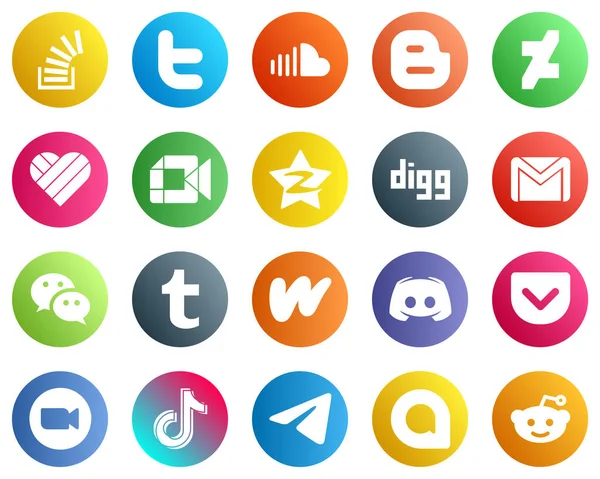 Complete Social Media Icon Pack Icons Tencent Music Video Likee — Stockvector