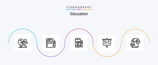 Education Line Icon Pack Including Cap School Education Presentation Chart — Vector de stock