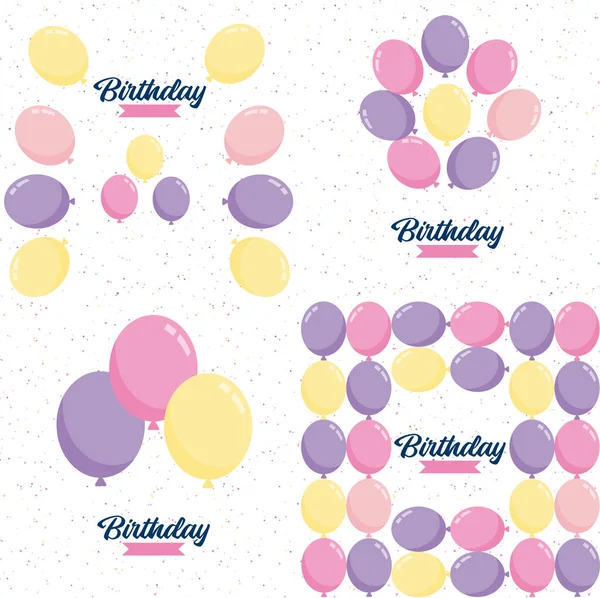 Happy Birthday Sleek Modern Font Gradient Color Scheme Confetti Effect — Stockový vektor