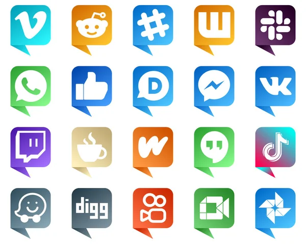 20 Chat bubble style Social Media Icons for Popular Brands such as caffeine. facebook. twitch and fb icons. Creative and eye catching