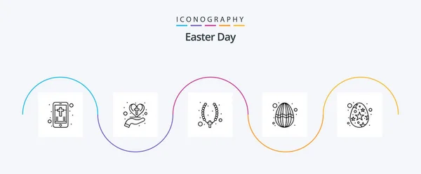 Easter Line Icon Pack Including Easter Holiday Cross Egg Jewelry — Stock Vector
