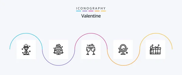 Valentine Line Icon Pack Including Love Love Cake Day Valentine — Vetor de Stock