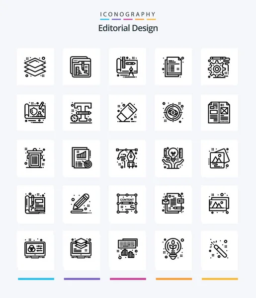 Creative Editorial Design Outline Icon Pack Engineering Design Architecture Pencil — Vetor de Stock